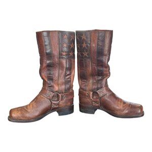 FRYE HARNESS AMERICANA Boots 150 Year Anniversary Stars Stripes USA Men's 8.5 M